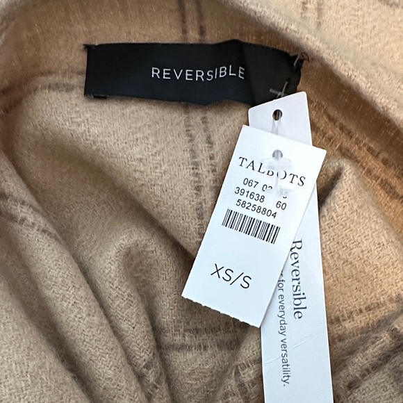 Talbots Plaid Ruana Cape Wrap, Beige Tan, NWT